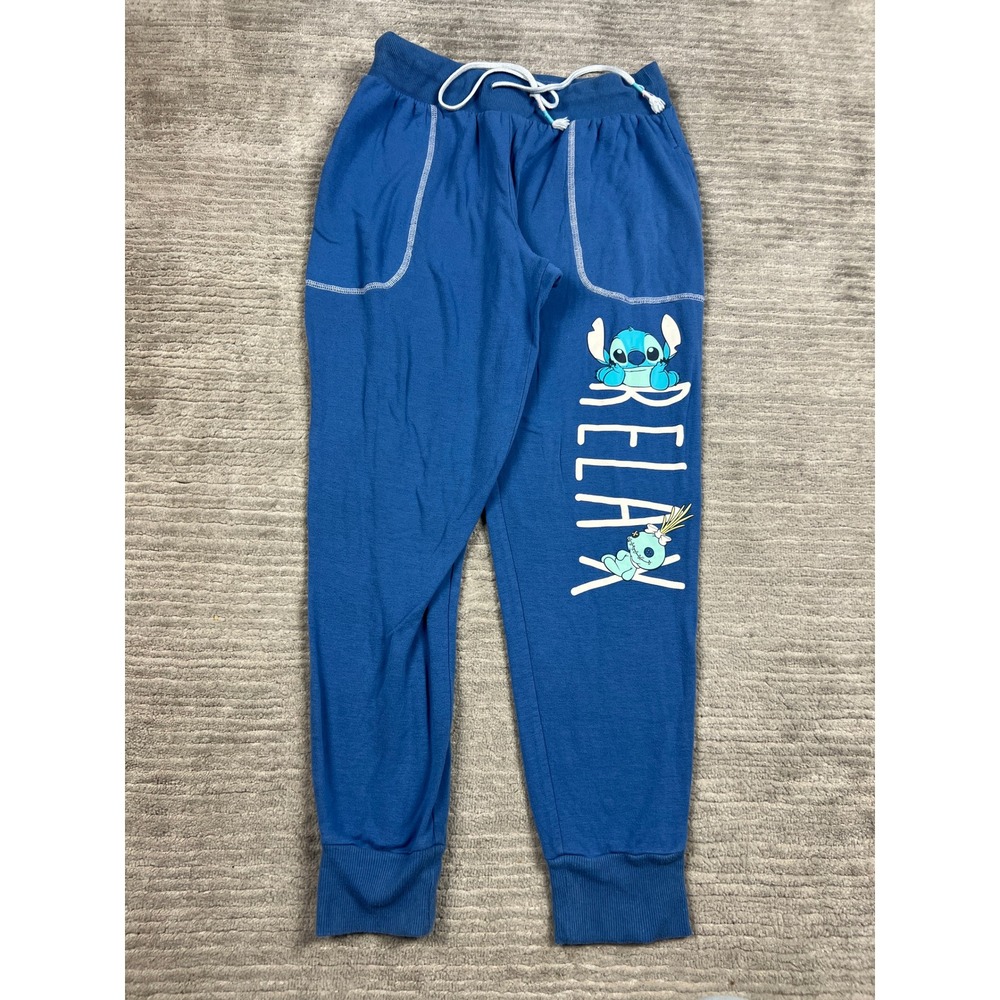 Disney Sleep Pants Womens M Blue Stitch‎ Relax Jogger LZ11907BC Graphic Lounge